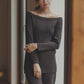 日本製 オーガニックコットン リブニットトップス knit-001