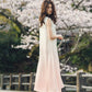 日本製 桜染ピンクグラデーションロングワンピース sumi012-pinkgra