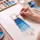日本製 藍段染めグラデーション フレアスカート sumi013-bluedan