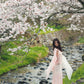 日本製 桜染めグラデーション フレアスカート sumi013-pinkgra