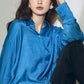 日本製 藍染 シルキータッチロングシャツ sumi015-aizome