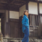 日本製 藍染 シルキータッチロングシャツ sumi015-aizome