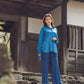 日本製 藍染 シルキータッチロングシャツ sumi015-aizome