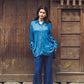 日本製 藍染 シルキータッチロングシャツ sumi015-aizome