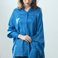 日本製 藍染 シルキータッチロングシャツ sumi015-aizome