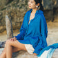 日本製 藍染 シルキータッチロングシャツ sumi015-aizome