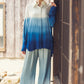 日本製 藍段染グラデーション シルキータッチロングシャツ sumi015-bluedanzome