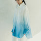 日本製 藍染グラデーション シルキータッチロングシャツ sumi015-bluegra