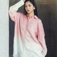 日本製 桜染グラデーション シルキータッチロングシャツ sumi015-pinkgra