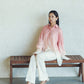 日本製 桜染グラデーション シルキータッチロングシャツ sumi015-pinkgra