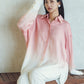 日本製 桜染グラデーション シルキータッチロングシャツ sumi015-pinkgra