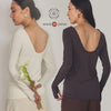 日本製 オーガニックコットン バックオープン ロングスリーブトップス suminohana-002